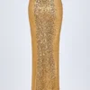 Abaco Embellished Hardware-Detail Strappy Maxi Skirt in Gold Abaco Embellished Hardware-Detail Strappy Maxi Skirt in Gold