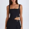 Acadia Belted Cut-Out Mini Dress in Black Acadia Belted Cut-Out Mini Dress in Black