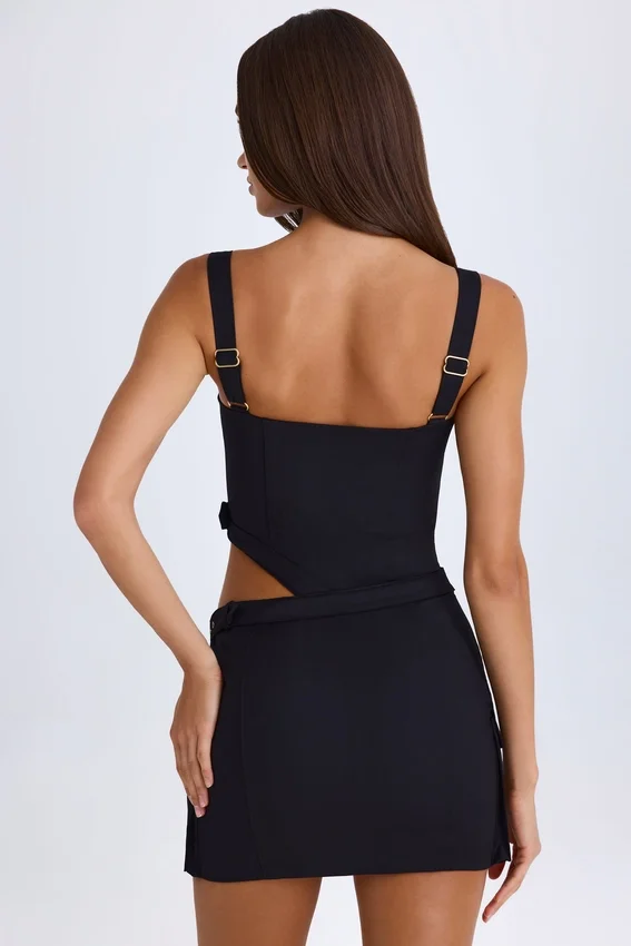 Acadia Belted Cut-Out Mini Dress in Black Acadia Belted Cut-Out Mini Dress in Black