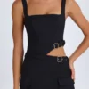Acadia Belted Cut-Out Mini Dress in Black Acadia Belted Cut-Out Mini Dress in Black