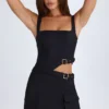 Acadia Belted Cut-Out Mini Dress in Black Acadia Belted Cut-Out Mini Dress in Black