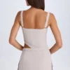 Acadia Belted Cut-Out Mini Dress in Taupe Acadia Belted Cut-Out Mini Dress in Taupe