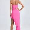 Acelynn Bandeau Cut-Out Ruffle-Trim Maxi Dress in Lollipop Pink Acelynn Bandeau Cut-Out Ruffle-Trim Maxi Dress in Lollipop Pink