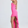 Acelynn Bandeau Cut-Out Ruffle-Trim Maxi Dress in Lollipop Pink Acelynn Bandeau Cut-Out Ruffle-Trim Maxi Dress in Lollipop Pink