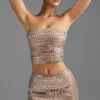 Adaia Embellished Low-Rise Micro Mini Skirt in Almond Adaia Embellished Low-Rise Micro Mini Skirt in Almond