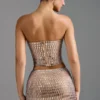 Adaia Embellished Low-Rise Micro Mini Skirt in Almond Adaia Embellished Low-Rise Micro Mini Skirt in Almond