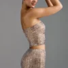 Adaia Embellished Low-Rise Micro Mini Skirt in Almond Adaia Embellished Low-Rise Micro Mini Skirt in Almond