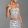 Adaia Embellished Low-Rise Micro Mini Skirt in White Adaia Embellished Low-Rise Micro Mini Skirt in White