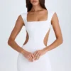 Addison Cut-Out Lace-Up Mini Dress in White Addison Cut-Out Lace-Up Mini Dress in White