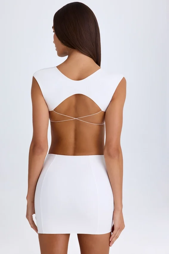 Addison Cut-Out Lace-Up Mini Dress in White Addison Cut-Out Lace-Up Mini Dress in White