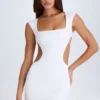 Addison Cut-Out Lace-Up Mini Dress in White Addison Cut-Out Lace-Up Mini Dress in White