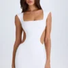 Addison Cut-Out Lace-Up Mini Dress in White Addison Cut-Out Lace-Up Mini Dress in White