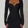 Adelia Cut-Out Heart-Detail Bodycon Mini Dress in Black Adelia Cut-Out Heart-Detail Bodycon Mini Dress in Black