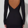 Adelia Cut-Out Heart-Detail Bodycon Mini Dress in Black Adelia Cut-Out Heart-Detail Bodycon Mini Dress in Black