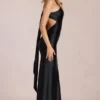 Adelina Asymmetric Tie-Back Gown in Black Adelina Asymmetric Tie-Back Gown in Black
