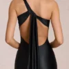 Adelina Asymmetric Tie-Back Gown in Black Adelina Asymmetric Tie-Back Gown in Black