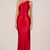 Adelina Asymmetric Tie-Back Gown in Rose Red Adelina Asymmetric Tie-Back Gown in Rose Red