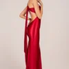 Adelina Asymmetric Tie-Back Gown in Rose Red Adelina Asymmetric Tie-Back Gown in Rose Red