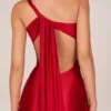 Adelina Asymmetric Tie-Back Gown in Rose Red Adelina Asymmetric Tie-Back Gown in Rose Red