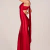 Adelina Asymmetric Tie-Back Gown in Rose Red Adelina Asymmetric Tie-Back Gown in Rose Red