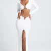 Adena Hardware Detail Fishtail Maxi Skirt in White Adena Hardware Detail Fishtail Maxi Skirt in White