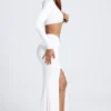 Adena Hardware Detail Fishtail Maxi Skirt in White Adena Hardware Detail Fishtail Maxi Skirt in White