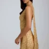 Adhara Embellished Low-Rise A-Line Micro Mini Skirt in Gold Adhara Embellished Low-Rise A-Line Micro Mini Skirt in Gold