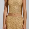 Adhara Embellished Low-Rise A-Line Micro Mini Skirt in Gold Adhara Embellished Low-Rise A-Line Micro Mini Skirt in Gold