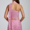 Adhara Embellished Low-Rise A-Line Micro Mini Skirt in Pink Adhara Embellished Low-Rise A-Line Micro Mini Skirt in Pink