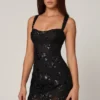 Adia Embellished A-line Mini Dress in Black Adia Embellished A-line Mini Dress in Black