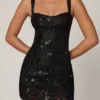 Adia Embellished A-line Mini Dress in Black Adia Embellished A-line Mini Dress in Black