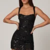 Adia Embellished A-line Mini Dress in Black Adia Embellished A-line Mini Dress in Black