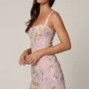 Adia Embellished A-line Mini Dress in Soft Pink Adia Embellished A-line Mini Dress in Soft Pink