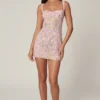 Adia Embellished A-line Mini Dress in Soft Pink Adia Embellished A-line Mini Dress in Soft Pink