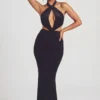 Adriana Velvet Halter Neck Maxi Dress in Jet Black Adriana Velvet Halter Neck Maxi Dress in Jet Black