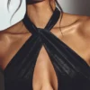 Adriana Velvet Halter Neck Maxi Dress in Jet Black Adriana Velvet Halter Neck Maxi Dress in Jet Black