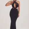 Adriana Velvet Halter Neck Maxi Dress in Jet Black Adriana Velvet Halter Neck Maxi Dress in Jet Black