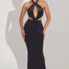 Adriana Velvet Halter Neck Maxi Dress in Jet Black Adriana Velvet Halter Neck Maxi Dress in Jet Black