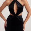 Adriana Velvet Halter Neck Maxi Dress in Jet Black Adriana Velvet Halter Neck Maxi Dress in Jet Black