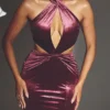 Adriana Velvet Halter Neck Maxi Dress in Wine Adriana Velvet Halter Neck Maxi Dress in Wine