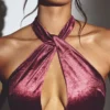 Adriana Velvet Halter Neck Maxi Dress in Wine Adriana Velvet Halter Neck Maxi Dress in Wine
