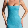 Aellin Embellished Bodycon Mini Dress in Aqua Blue Aellin Embellished Bodycon Mini Dress in Aqua Blue