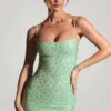 Aellin Embellished Bodycon Mini Dress in Pistachio Aellin Embellished Bodycon Mini Dress in Pistachio