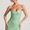 Aellin Embellished Bodycon Mini Dress in Pistachio Aellin Embellished Bodycon Mini Dress in Pistachio