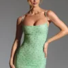 Aellin Embellished Bodycon Mini Dress in Pistachio Aellin Embellished Bodycon Mini Dress in Pistachio