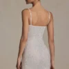 Aellin Embellished Bodycon Mini Dress in White Aellin Embellished Bodycon Mini Dress in White