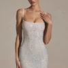 Aellin Embellished Bodycon Mini Dress in White Aellin Embellished Bodycon Mini Dress in White