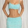 Aerin Fringed Bralette in Aqua Blue Aerin Fringed Bralette in Aqua Blue