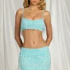 Aerin Fringed Bralette in Aqua Blue Aerin Fringed Bralette in Aqua Blue