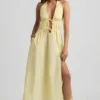 Aeris Backless Cotton-Poplin Midaxi Dress in Lemon Yellow Aeris Backless Cotton-Poplin Midaxi Dress in Lemon Yellow